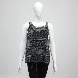 Amisu Women smocked Black Print Top